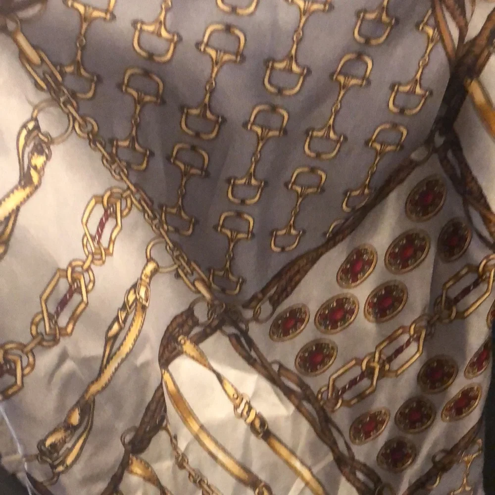 ADRIENNE LANDAU SILK CHAIN PRINT SCARF MULTICOLORED